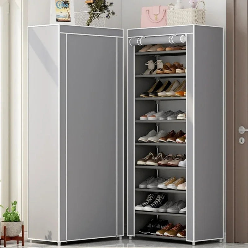 5/7/10-Layer Shoe Rack Large Dustproof Shoes Storage Hanger with Cover Simple Capacity Space-saving Shoes Cabinet Home Organizer