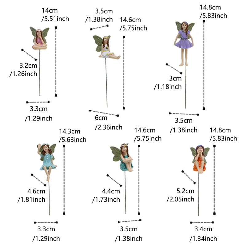 Resin Flower Fairy Set with Six Gardens, Courtyard, Balcony, Flower Pot, Lawn Decoration Suitable for Indoor and Outdoor Use