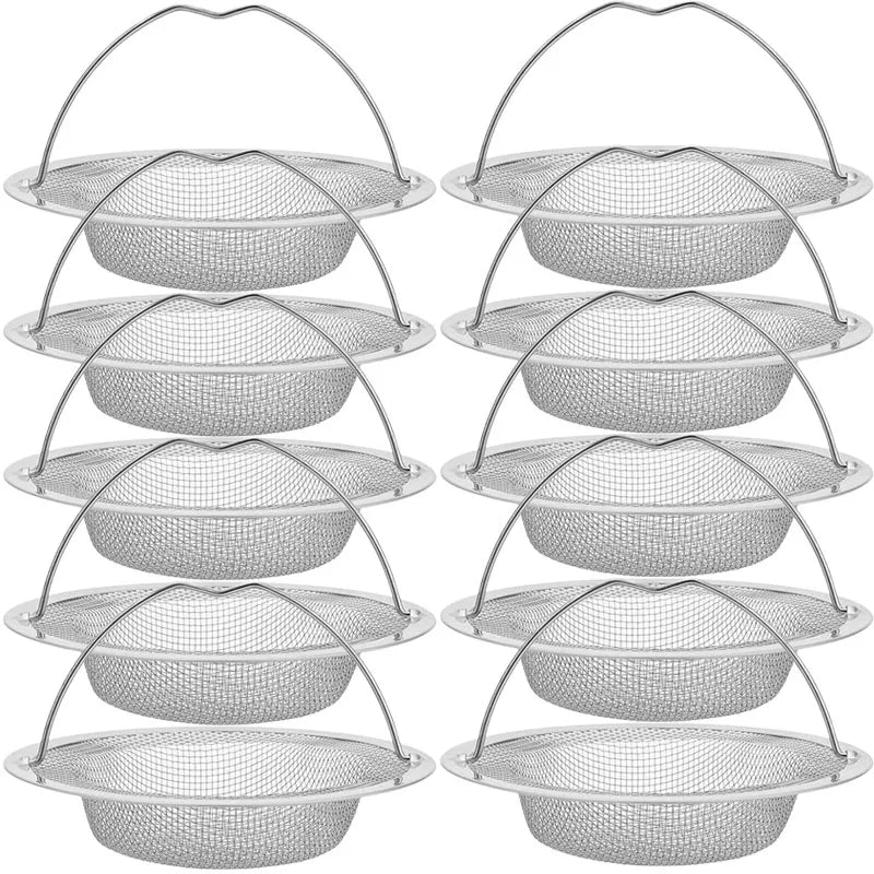 1/20pcs Kitchen Sink Strainer With Handle & Stopper Replacement Drain Basket Stainless Steel Mesh Filter Waste Hole