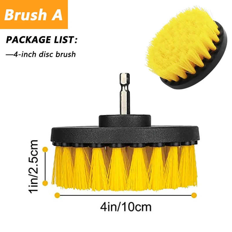 Electric Scrubber Grill Brush Kit 2/3.5/4'' Power Cleaning Brush for Car Bathroom Floor, Tub Shower Grout Nylon Attachments