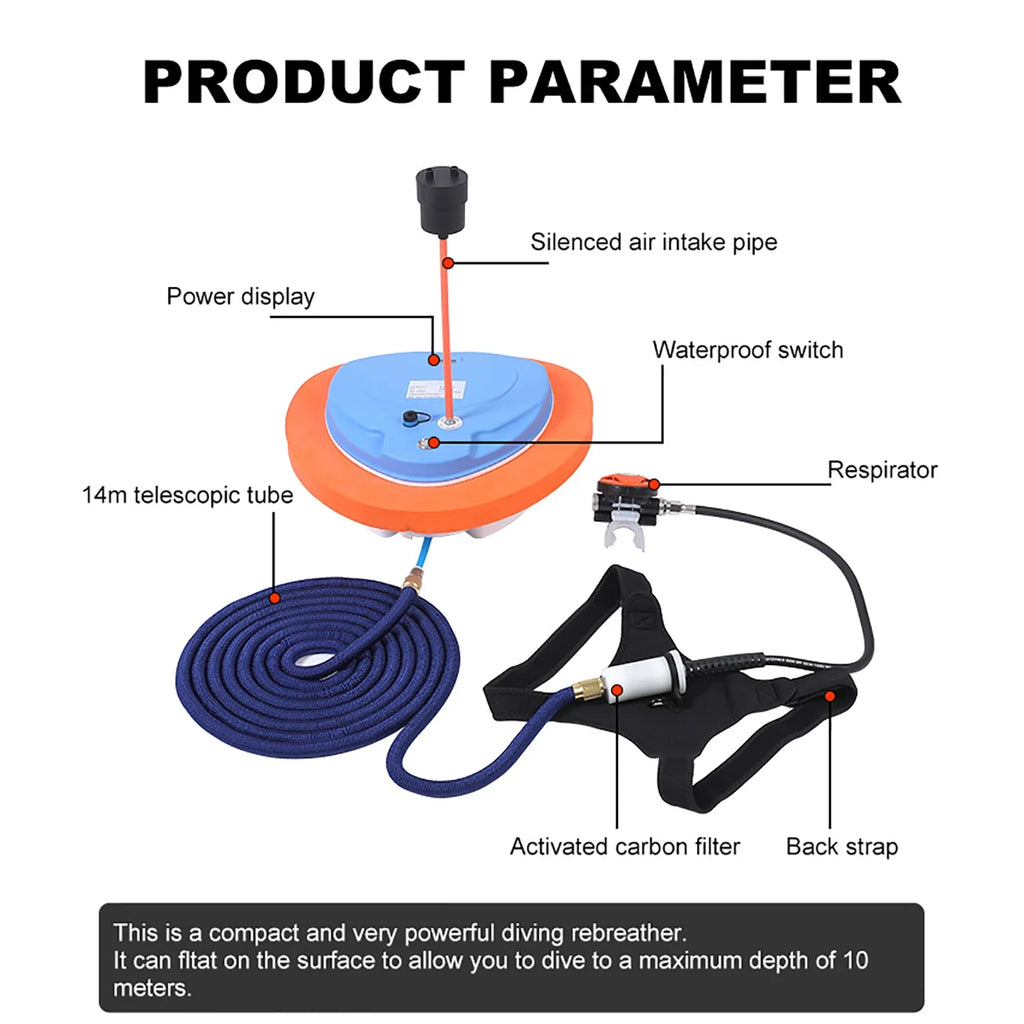 TUXING Scuba Diving Snorkel Equipment Diving Mobile Ventilator Tankless Waterproof Rechargeable Underwater Time 3.5-5H Depth 10m