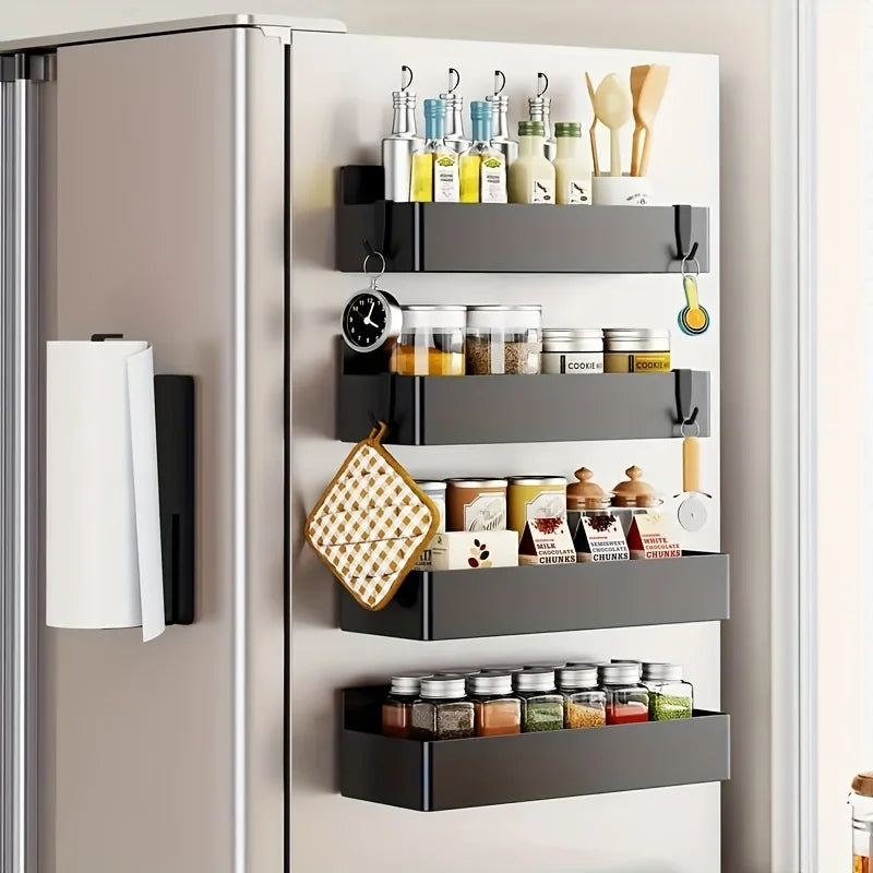 Magnetic Refrigerator Side Hanging Storage Rack, Kitchen Seasoning Storage, Kitchenware Storage, Washing Machine Side Storage