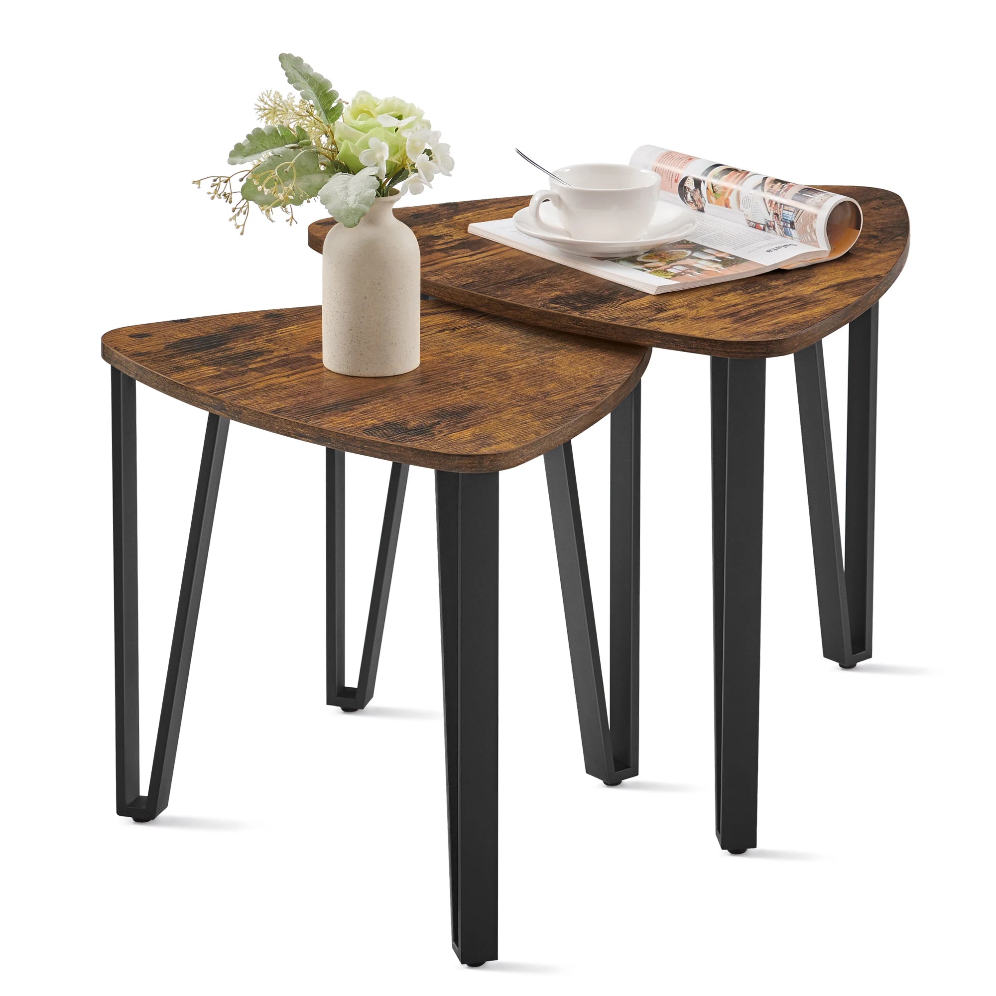 VASAGLE Nesting Coffee Tables, End Tables Set of 2 for Living Room Bedroom, Industrial Small Stacking Side Tables