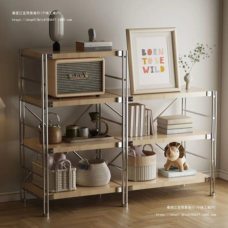 Japanese-style Multi-layer Storage Rack Floor Bookshelf Simple Kitchen Shelf Storing Microwave Home Organization Accessories