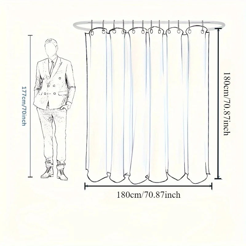 Shower Curtain, 180*180cm/70.8*70.8inch PEVA / polyester Bathroom Non Perforated Partition Door Curtain, Shower Hanging Curtain