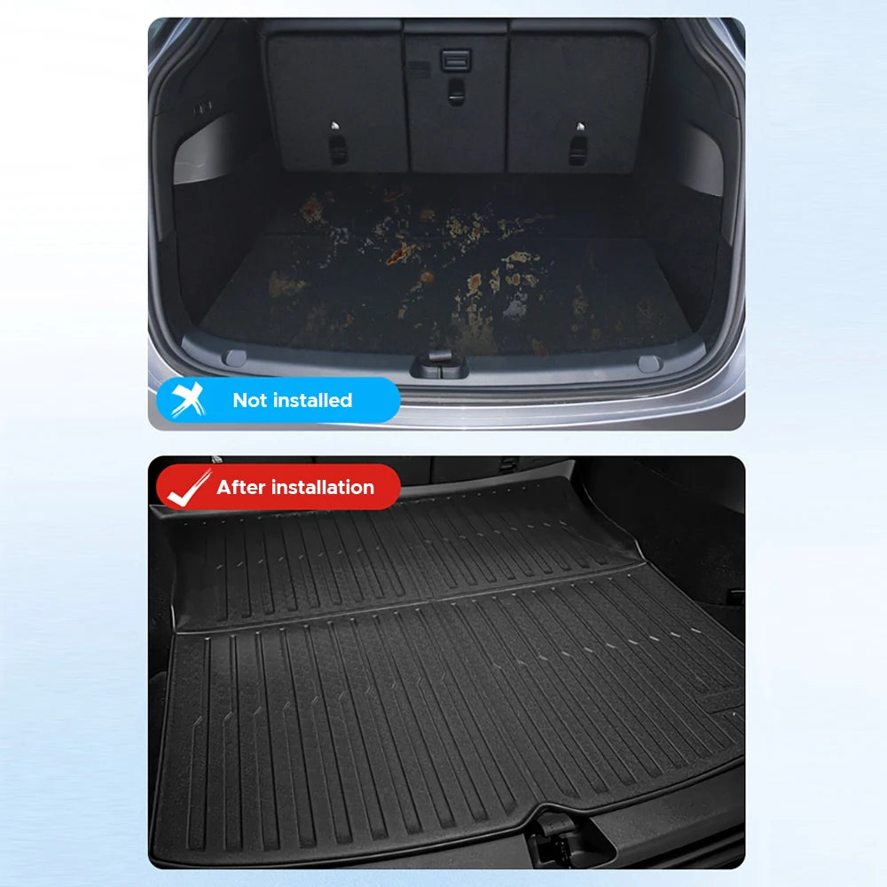 For Tesla Model Y 2020-2024 Front and Back Trunk Mat TPE Carpet Waterproof Weather-resistant Pads Up and Down Layer Mats