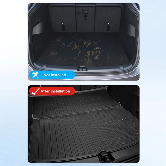 For Tesla Model Y 2020-2024 Front and Back Trunk Mat TPE Carpet Waterproof Weather-resistant Pads Up and Down Layer Mats