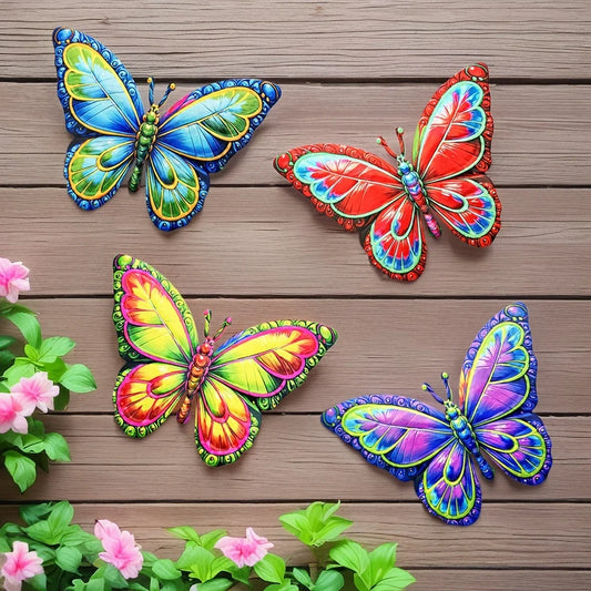 1PC Metal Art Butterfly Wall Decor Colorful Iron Art Butterfly Sculpture Butterfly Hanging Ornament for Outdoor Home Garden Yard