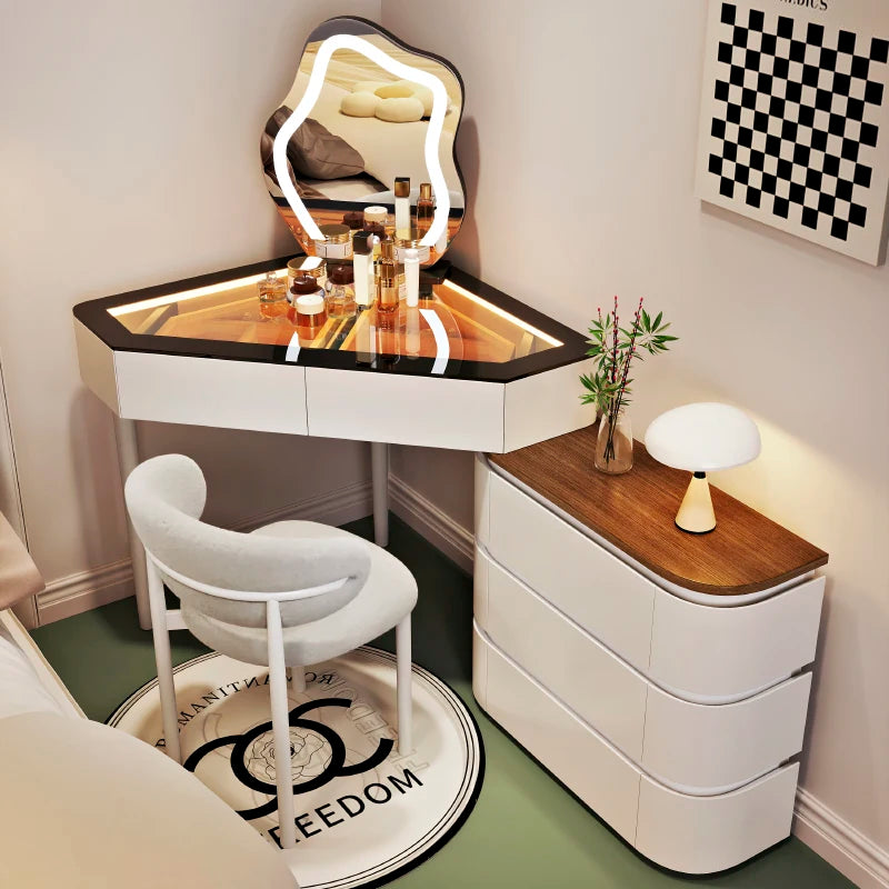 Woman Organizer White Vanity Tables Mirror Chair Drawers Nordic Modern Dressers Make Up Tocador Con Espejo Bedroom Furniture