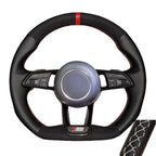 Suede Genuine Leather Car Steering Wheel Cover Braid For Audi R8 (4S) 2015-2019 TT (8S) 2014-2019 TTS 2014-2019 TT RS 2016-2019