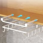 Kitchen Hanging Organizer Rack with Hooks Under Cupboard Paper Towel Rags Hanger Cutting Board Pot Cover Holder Storage Shelf