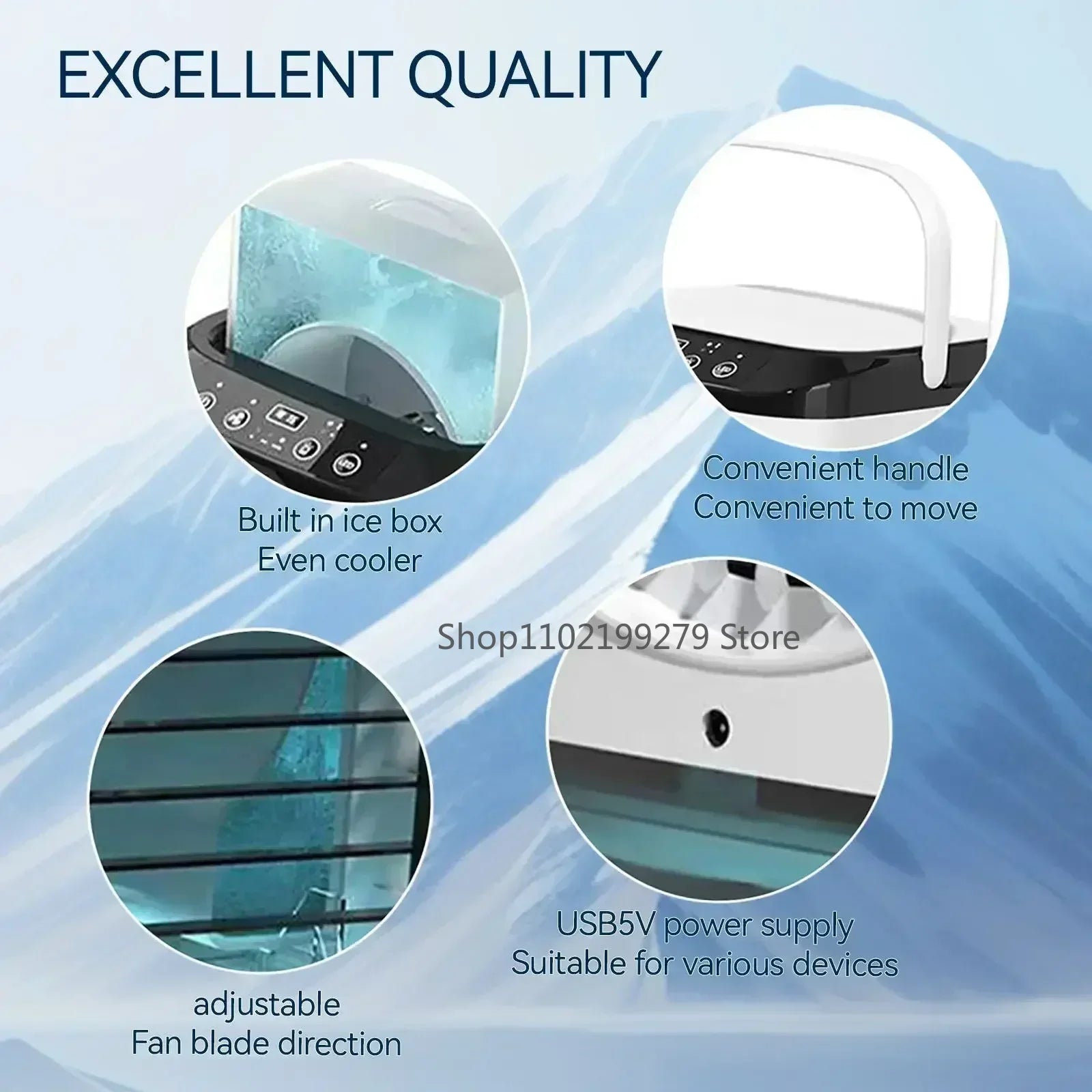 Portable air conditioner 3-speed Mini Air Conditioning 900ml Water Tank Air Cooler with 7-color Night Light For Office Bedroom