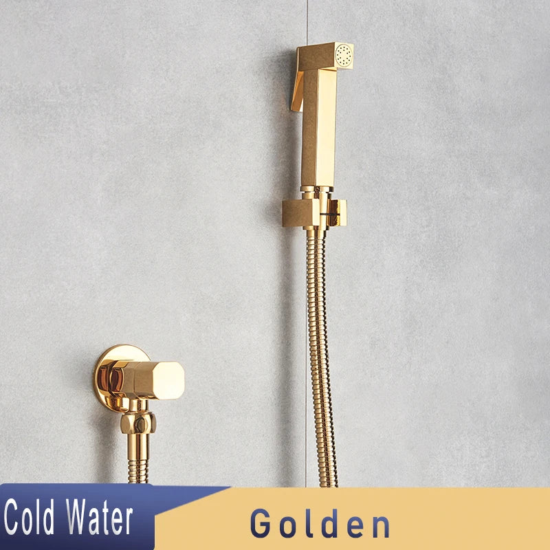 SHBSHAIMY Black Brass Bathroom Bidet Faucets High Pressure Sprayer Shower Tap Bidet Toilet Washer Hot and Cold Water Mixers