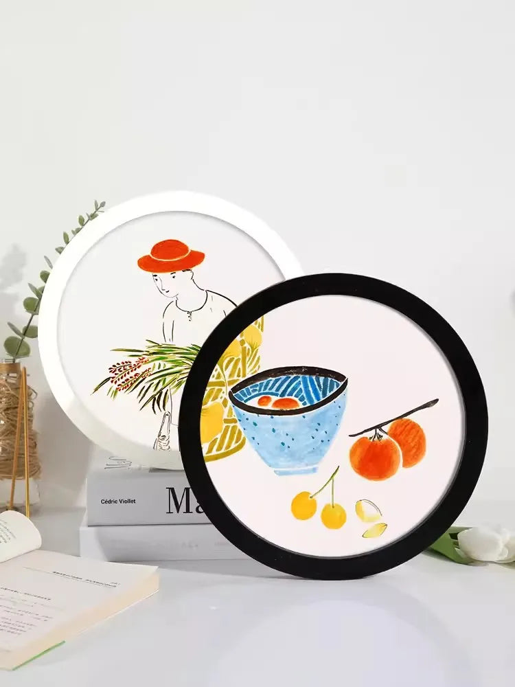 Simple circular photo frame 6 inches, 7, 8, 10, 12 inches, hanging wall picture frame, without painting core
