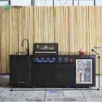 Customized Modern Backyard Outdoor Kitchen Charcoal Gas Grill With Refrigerator Collapsible Sink For Alfresco Gatherings