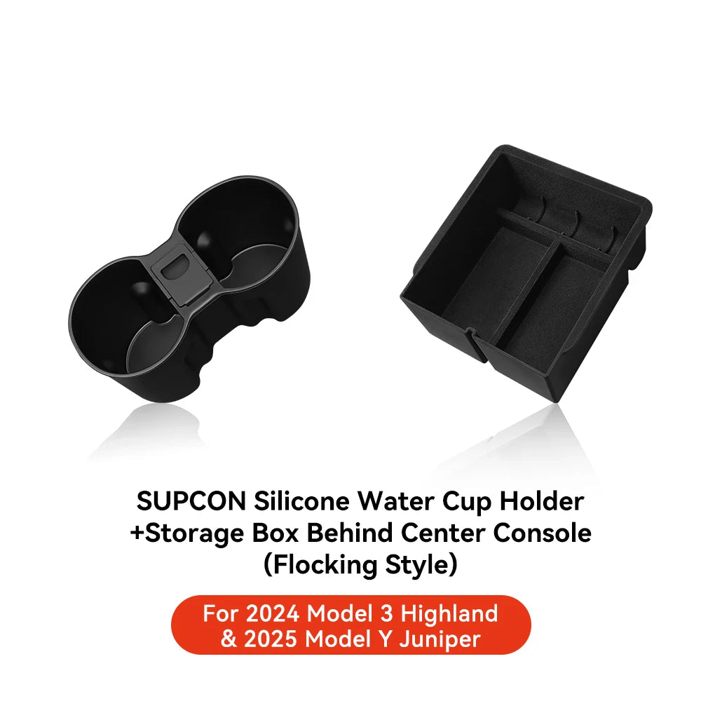 YZ For Tesla Model 3 Highland 2024 Model Y juniper 2025 Storage Box Center Armrest Hidden Box Cup Holder Organizer Accessories