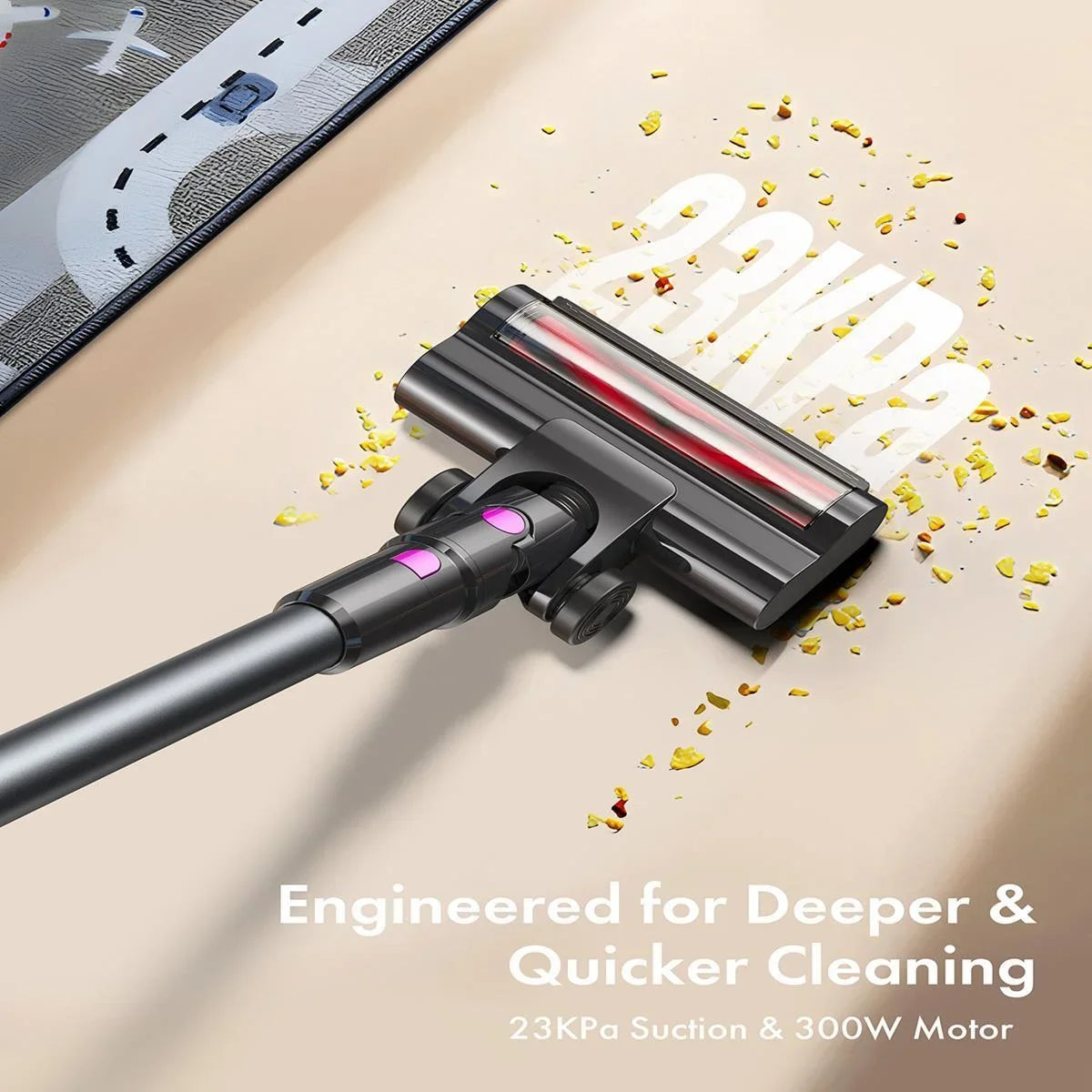 Homeika Cordless Vacuum Cleaner,23KPa 48mins Powerful Suction Vacuum LED Display,Lightweight Stick for HardFloor/Carpet/Pet Hair