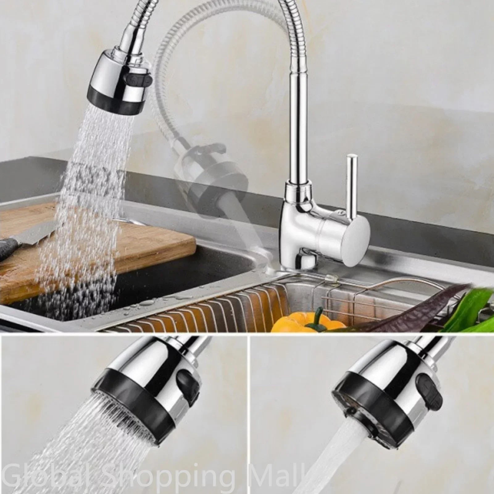 360 Degree Rotatable Faucet Bendable Hot And Cold Water Faucet Single Handle Hot and Cold Water Tap Vanity Vessel Water Mixer