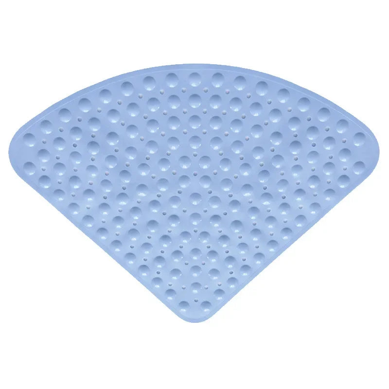 Washable Corner Shower Carpet Floor Mat Toilet PVC Shower Mat  Fan-shaped Suction Cup Anti-slip Pad Cushion