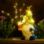 Gnome Garden Decor Statue Solar Gnomes Decorations for Yard with String Light Outdoor Decorations for Patio Mom Gift