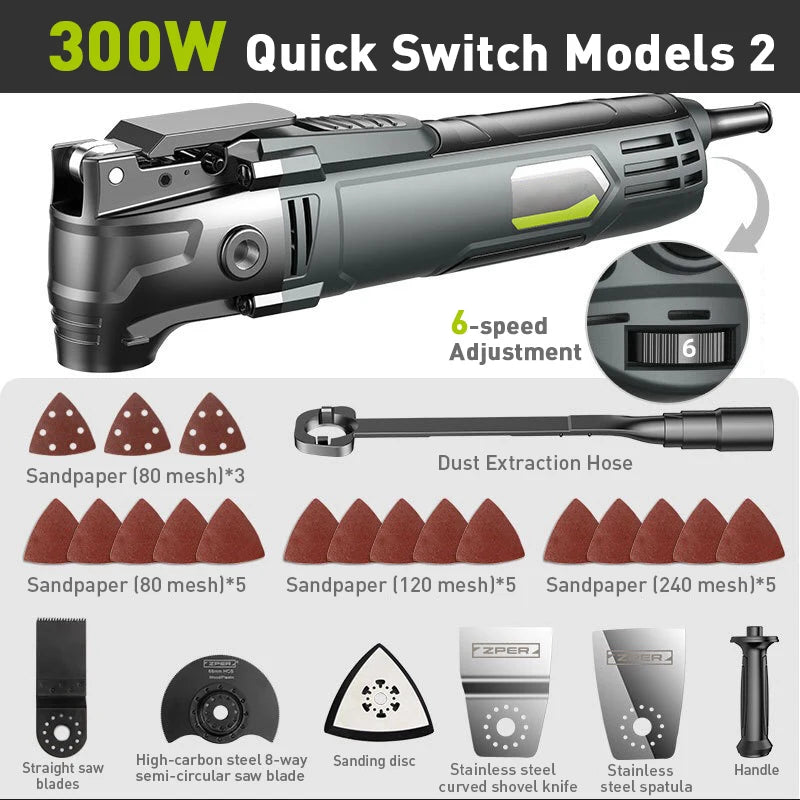 500W Electric Multifunction Oscillating Tool Electric Trimmer Saw Variable Speed with Accessories Home Decoration Renovate 5°
