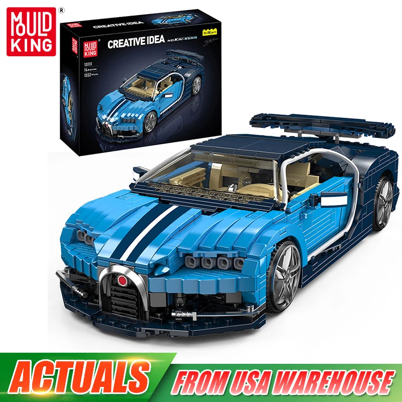 Mould King 10111 Technical MOC Blue Sport Racing Car Building Block Set - Kids Christmas Gift | AlluCanFind
