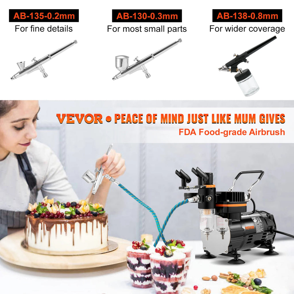 SucceBuy Professional Dual-Action Airbrush 120W Electric Spray Gun Air Brush Painting Set Art Nail Tattoo Makeup Model Sprayer