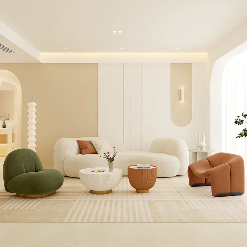 (VIP1) Cream style sofa modern simple living room small apartment reception lounge area fabric sofa