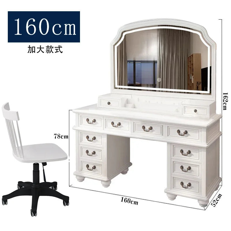 Wooden White Mirror Vanity Table Living Rooms Luxury Salon Drawers Dresser Living Room Beauty Schmink Tisch Bedroom Furniture