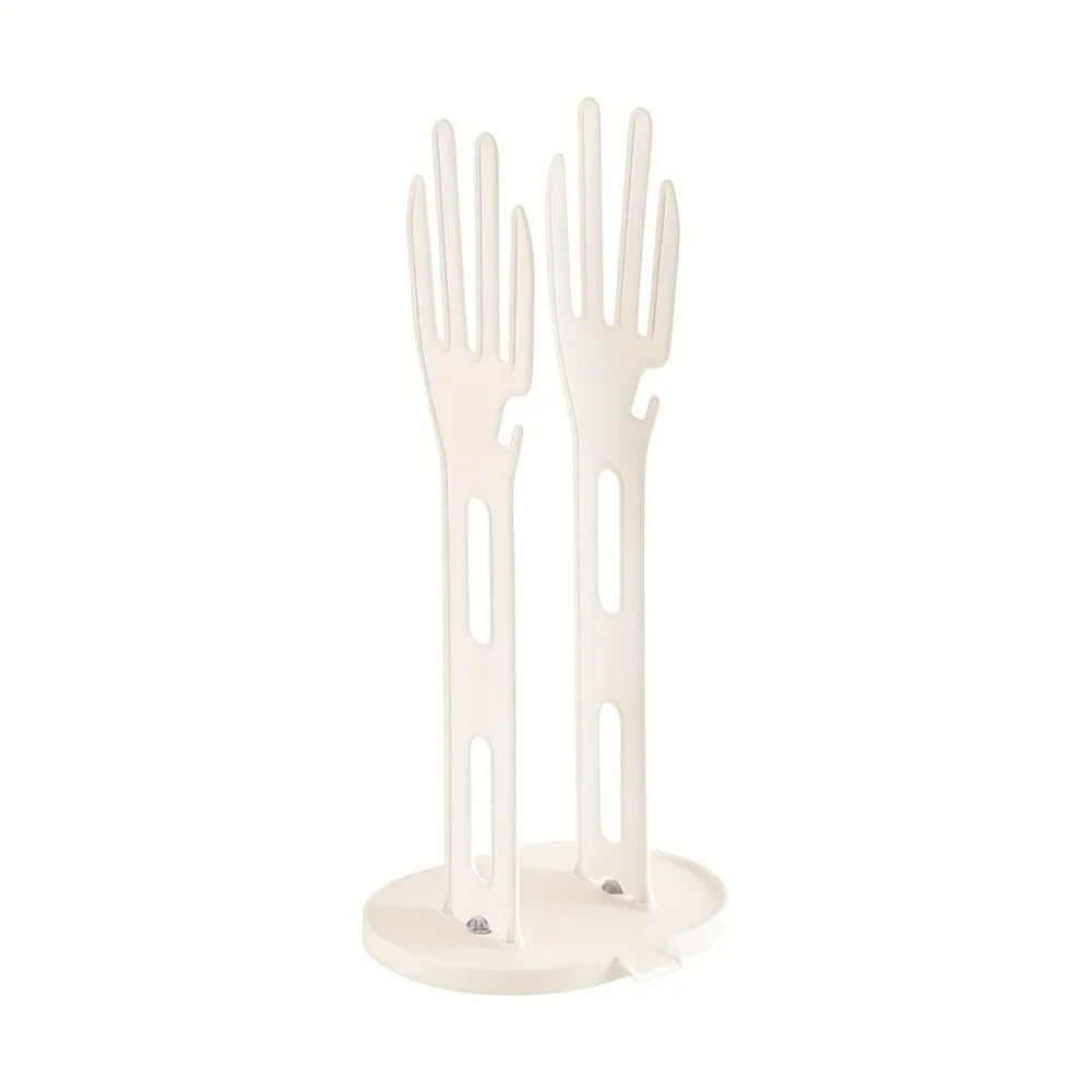 Hand Shaped Rubber Glove Drying Rack Detachable Kitchen Bathroom Dish Gloves Holder with Drain Base Countertop Organizer 1pc