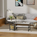 Coffee Table, White Modern Coffee Tables For Living Room, Detachable 2 Small Coffee Tables, Faux White Marble