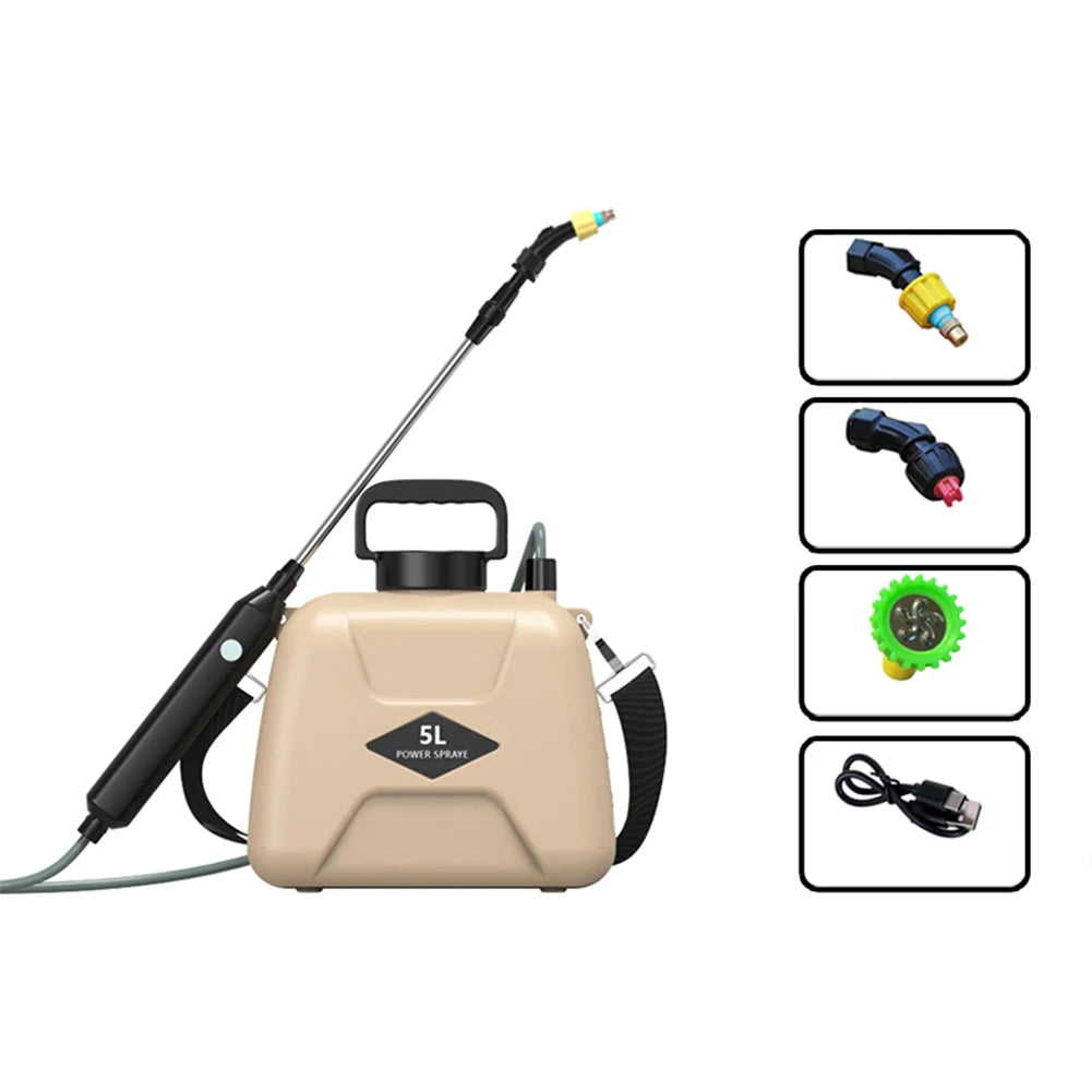 5L Electric Sprayer USB Rechargeable Garden Irrigation Sprinklers 2 Modes Telescopic Handle with Shoulder Strap Garden Supplies