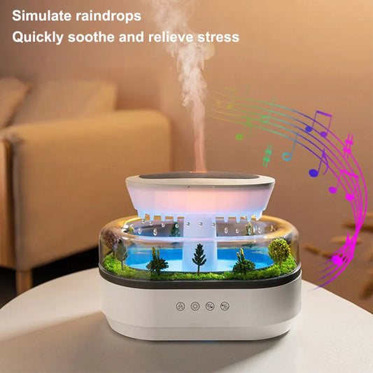 Rain Cloud Air Humidifier Water Drip Micro Landscape Essential Oil Diffuser with 7 Night Light Cool Mist Humidifier for Bedroom