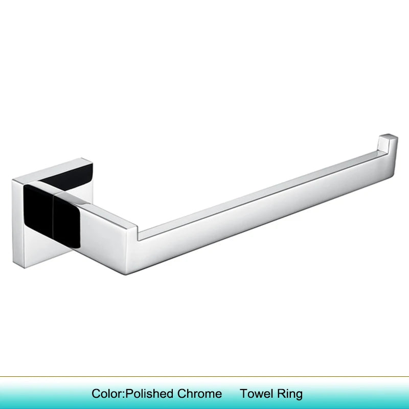 Chrome Polished WC Accessories Toilet Paper Holder Wall Hook Towel Bar Robe Hanger Rack Stainless Steel Bathroom Hardware Set