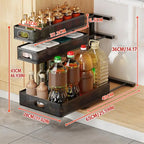 Large Beneath Counter Shelf System For Kitchen Bathroom Storage Space With Slide Out Design And Sturdy Support KXRE