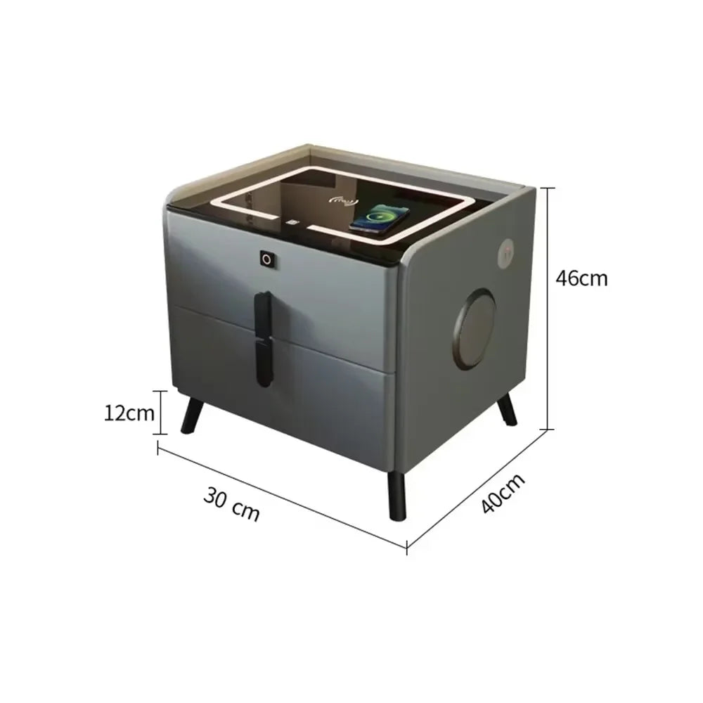 Smart Bedside Table Narrow Smart Nightstands Modern Minimalism LED Ultra Narrow Smart Bedside Table with Wireless USB Charging