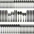 60pcs, Stainless Steel Flatware Set Black Silverware Mirror Polished Cutlery Set Birthdays Independence Day Dishwasher Safe