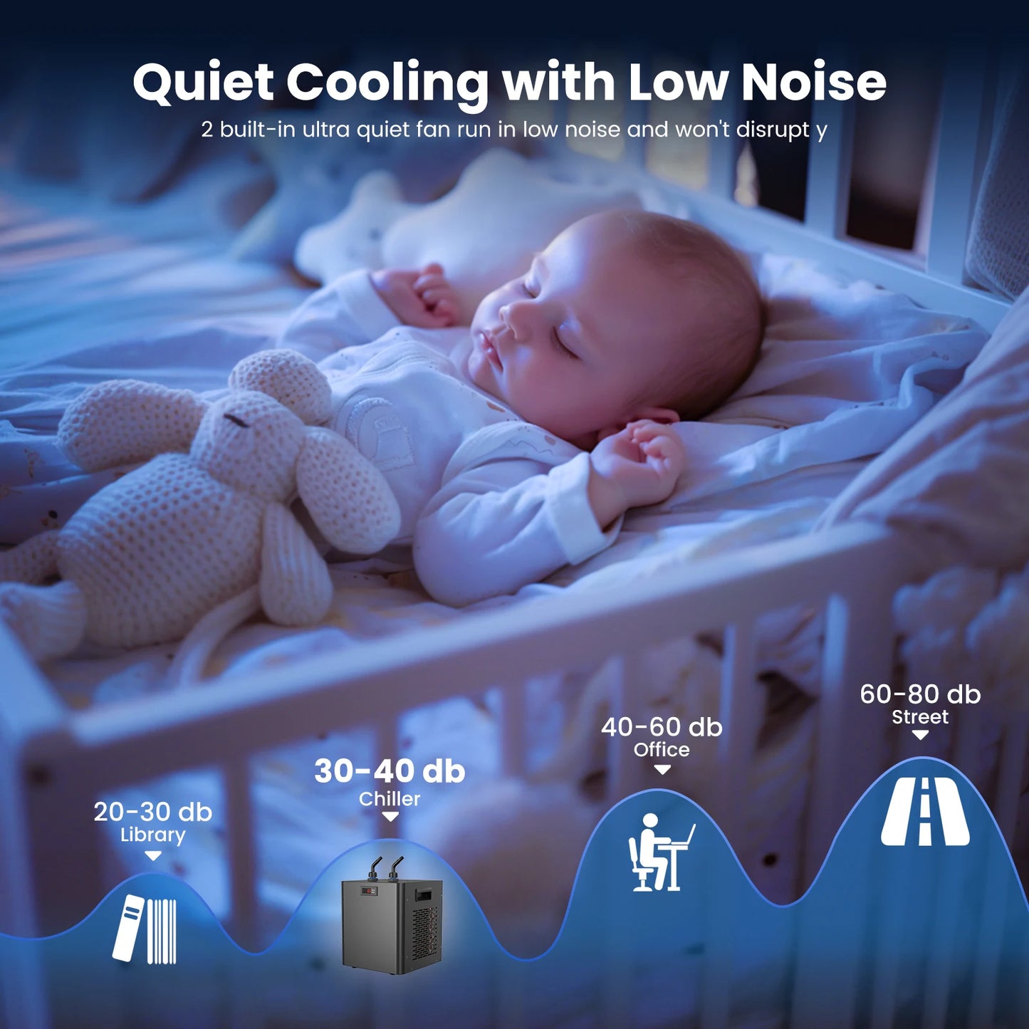 Aquarium Chiller 79Gal 1/3 HP Water Chiller for Hydroponics System Home Use Axolotl Fish Coral Shrimp 110V with Pump and Pipe