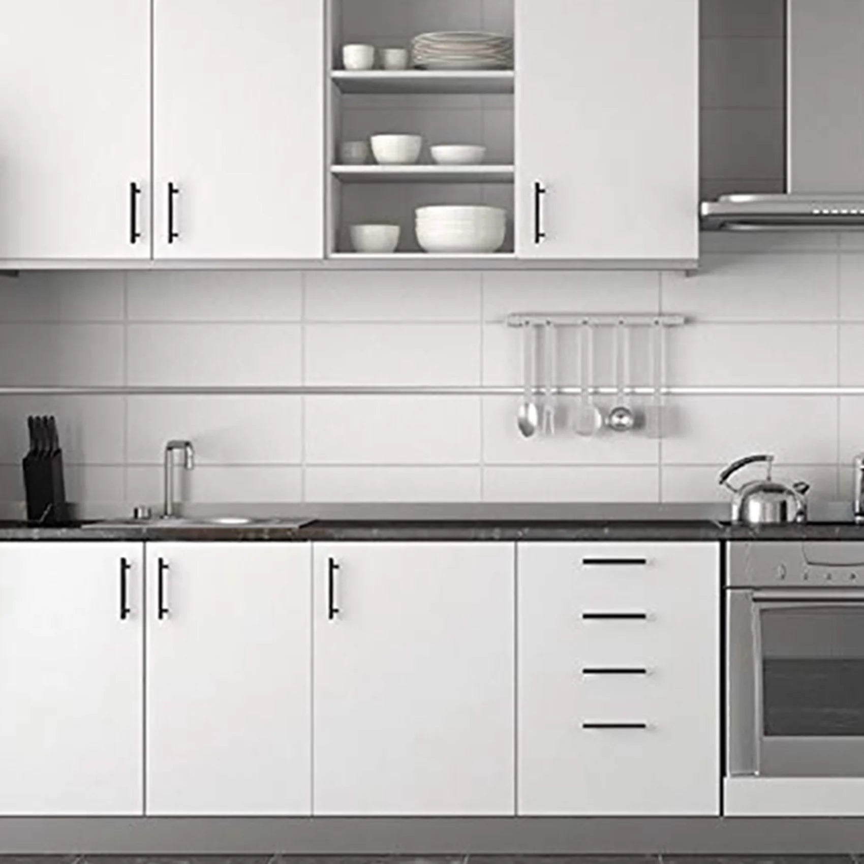 KYCOR-50 Pack 5 Inch Cabinet Pulls Matte Black Stainless Steel Kitchen Cupboard Handles Cabinet Handles 5 Inch Length