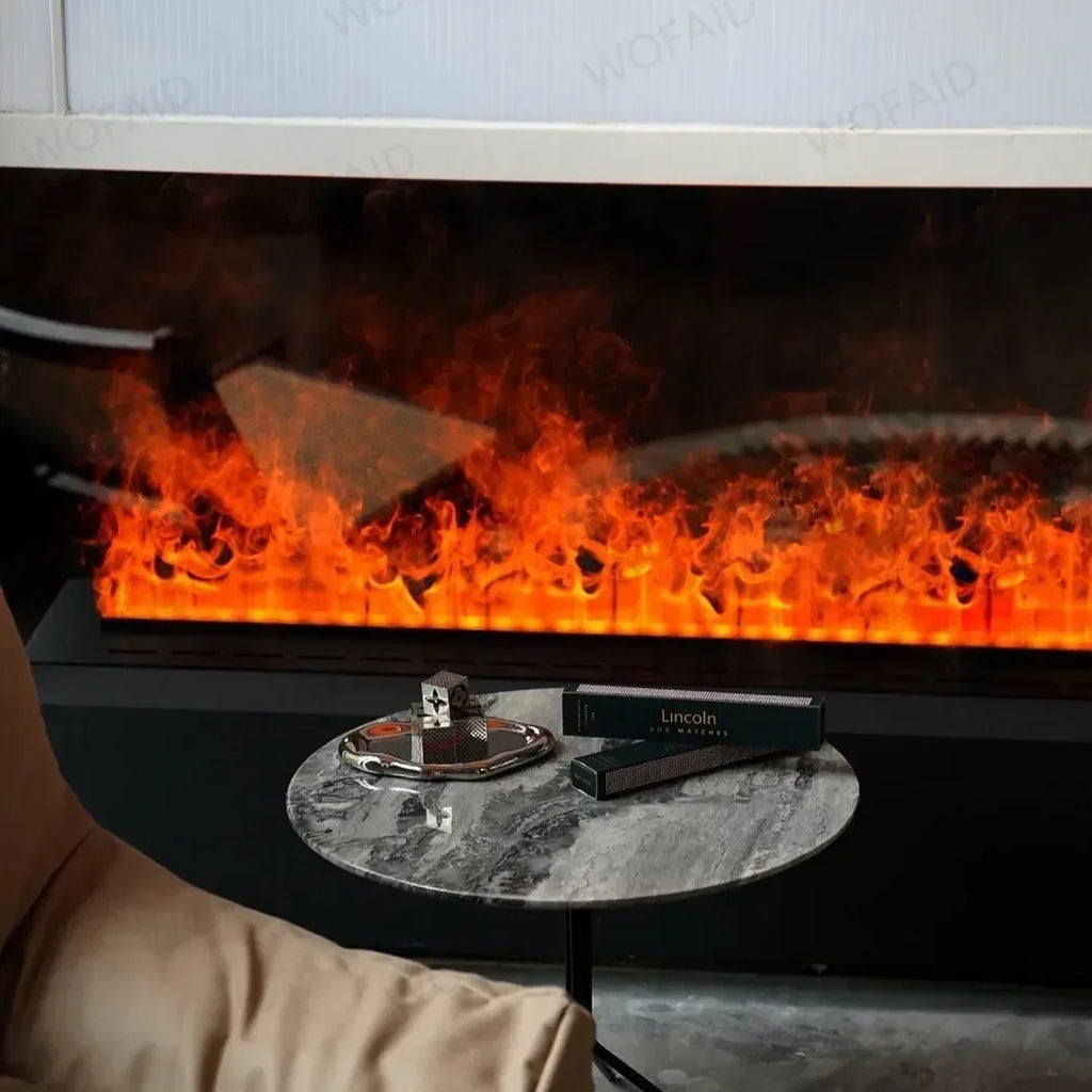 Customizable 3D LED Electric Fireplace with App Control Atomizing Mist Water Vapor Insert Neon Flame Decor for Home Decoration