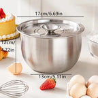 Kitchen Stainless Steel Egg Beater Basin Fruit Salad Stirring Seasoning Bowl With Lid Food Storage Container Home Cooking Tools