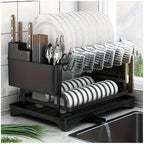 2 Tier Dish Drying Rack Kitchen Bowl Drainer Storage Rack Tableware Drain Chopsticks Knife Fork Water Cup Storage Holder