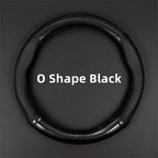 PU Leather D-shaped Steering Wheel Cover with Carbon Fiber Pattern Inner Circle – Non-Slip Sporty Grip for Car Steering Wheels