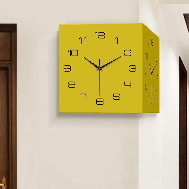 Double-Sided Wall Corner Clock - Muted Quartz Home Decor