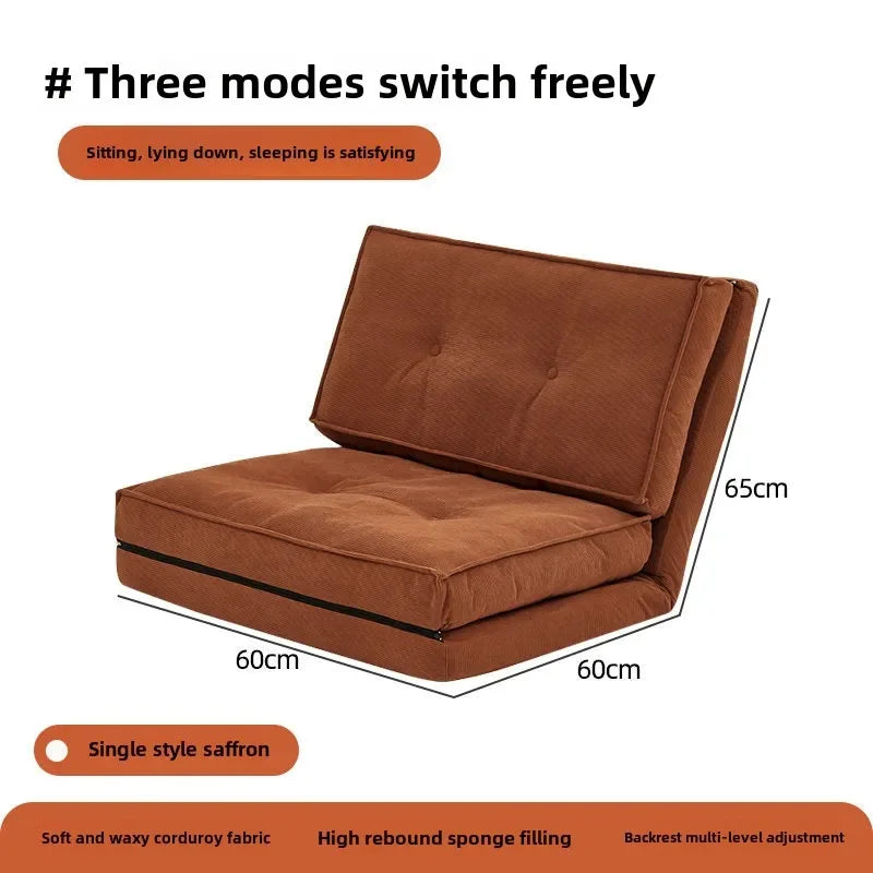 Leisure Corduroy Folding Lazy Sofa Living Room Single Sofa Small-sized Household Cream Style Reclining Foldable Sofa Bed New
