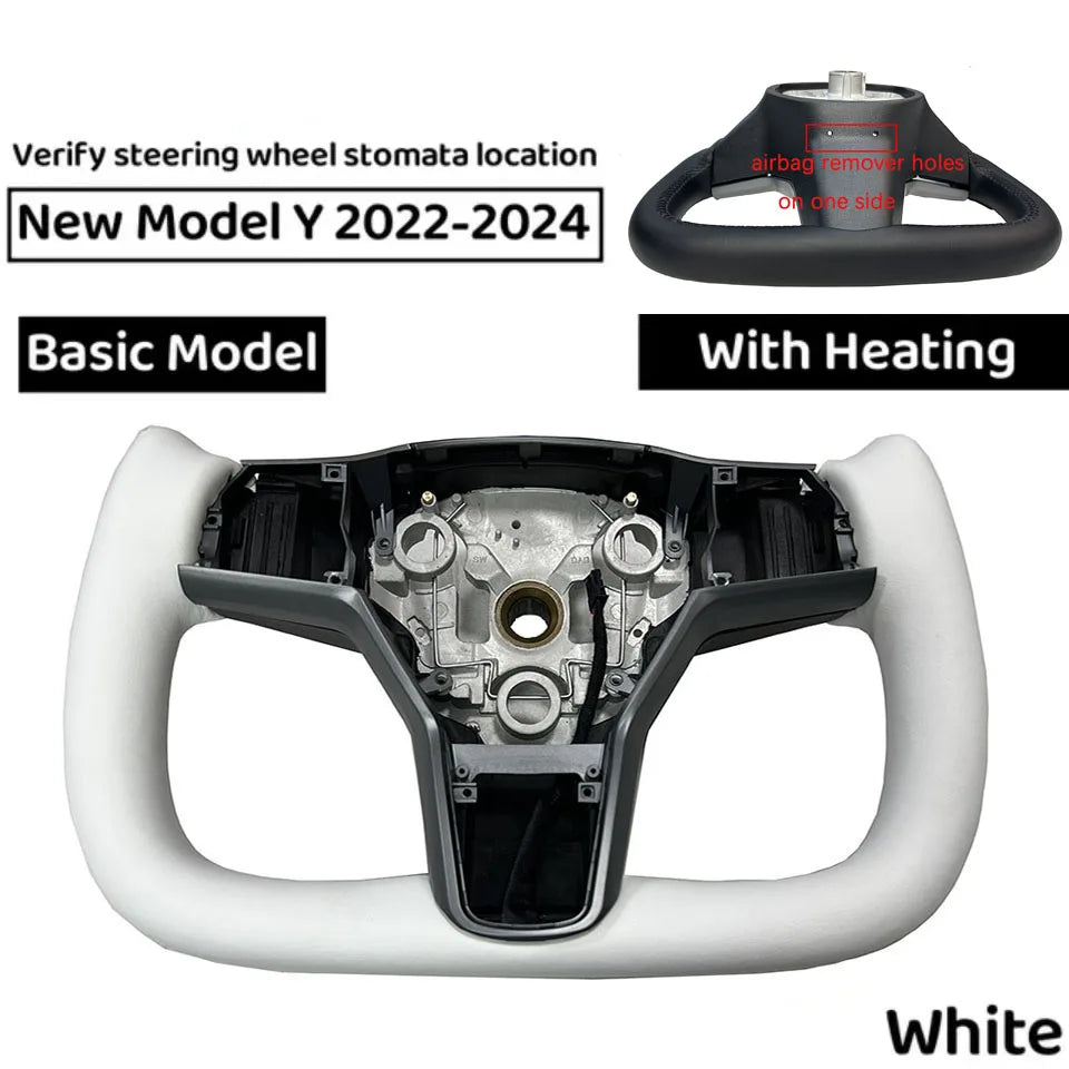  350mm Yoke Handle Steering Wheel With Heating Personalized NAPP Leather Accessories For Tesla Model 3/Y 2018-2022 Y 2022-2024