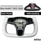  350mm Yoke Handle Steering Wheel With Heating Personalized NAPP Leather Accessories For Tesla Model 3/Y 2018-2022 Y 2022-2024