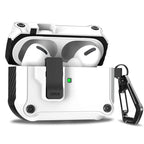 Dual Protective Case for AirPods Pro 2 and AirPods 4 2024 with Locking Clip Carbon Fiber Shockproof Keychain Magnetic Lid