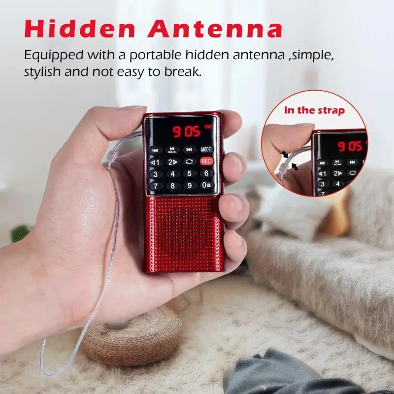 Hot Portable FM Mini Radio Built-in Speaker Recorder Rechargeable Battery Long Standby Strong Signal Handheld MP3 Walkman Radios
