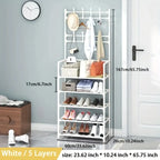 A clothes hanger and shoe rack at the entrance, used for storing shoes, clothes, jackets, hats, bags, umbrellas in the hallway